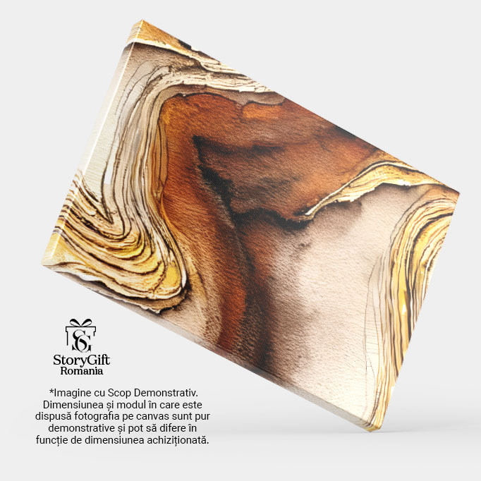 Tablou Canvas: Valuri de maro în trunchi de copac - Dtealii aurii în crăpături 40x25CM [4]