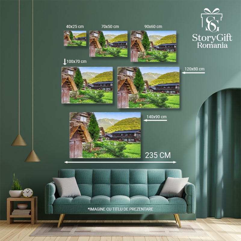 Tablou Canvas - Vara in Shirakawa: summertime, rice, rural, gifu, gassho, japanese 40x25CM [5]