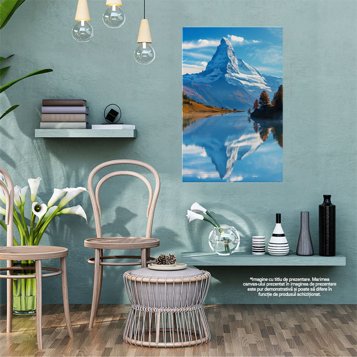 Tablou Canvas: Vârful de Neatins Brazii Aplecați la Poalele Munților Necuceriți Cer Senin Pictura Digitala 40x25CM [2]