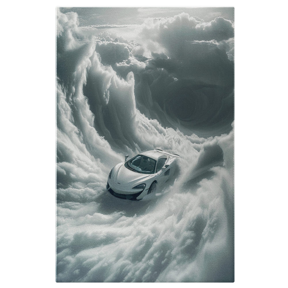 Vârtejul Norilor de Fum Alb - Trecerea Mașinii prin Tornada Pufoasă, Marime 40x25CM [1]