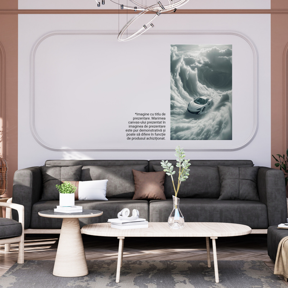 Vârtejul Norilor de Fum Alb - Trecerea Mașinii prin Tornada Pufoasă, Marime 40x25CM [4]