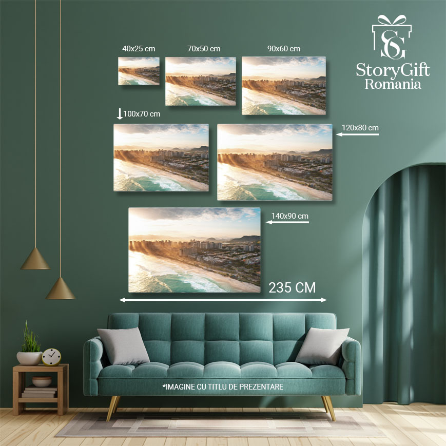 Tablou Canvas Vedere Aeriana a Barra da Tijuca la Apus aerian, Barra da Tijuca, apus, Brazilia 204 40x25CM [5]