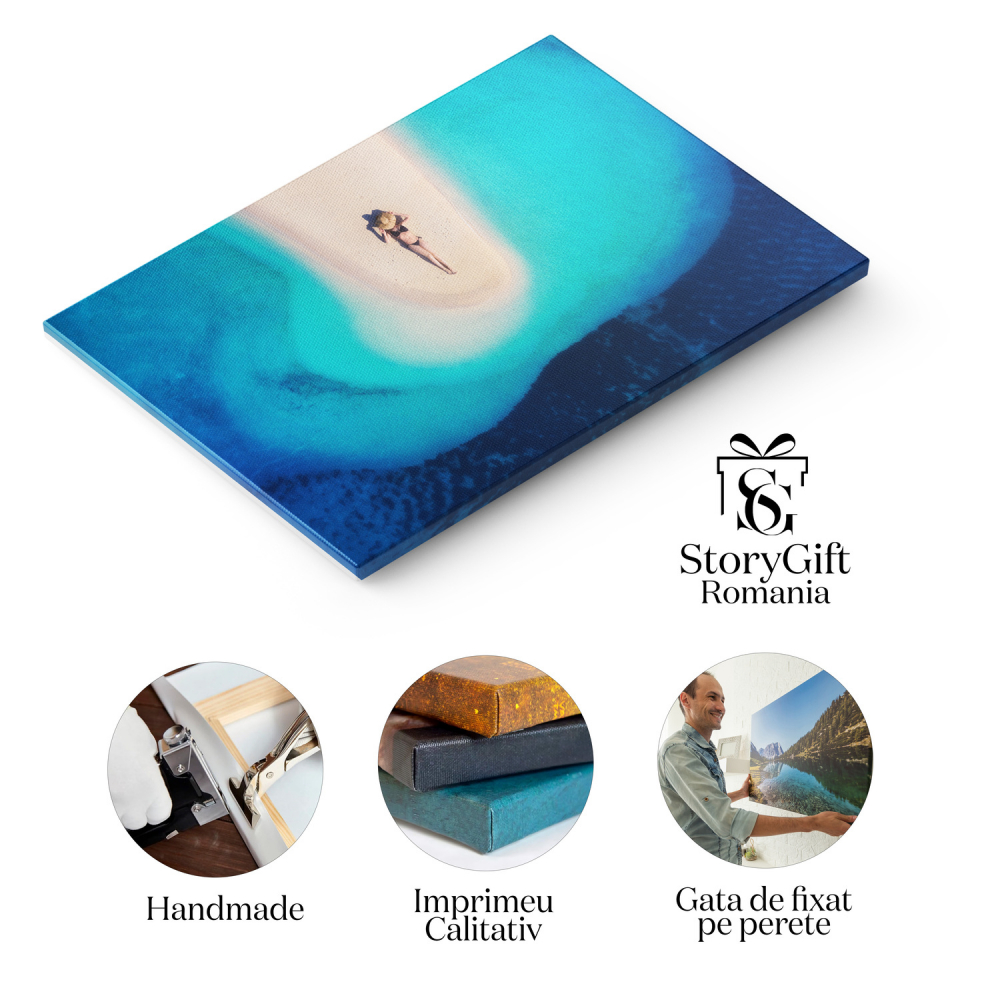 Vedere Aeriană a unei Fete pe Plaja în Croația - O Vacanță de Vis, Marime 40x25CM [2]