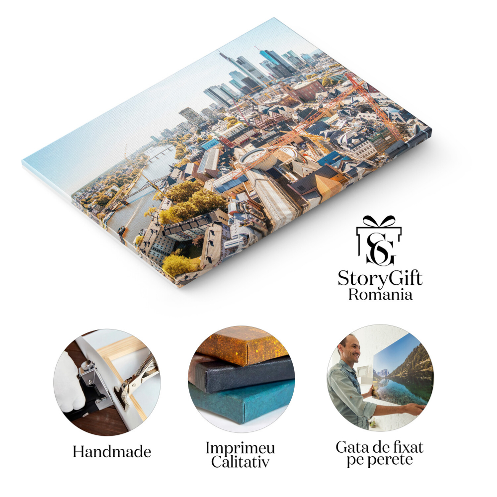 Vedere Aeriană a Frankfurtului Noaptea, Marime 40x25CM [2]