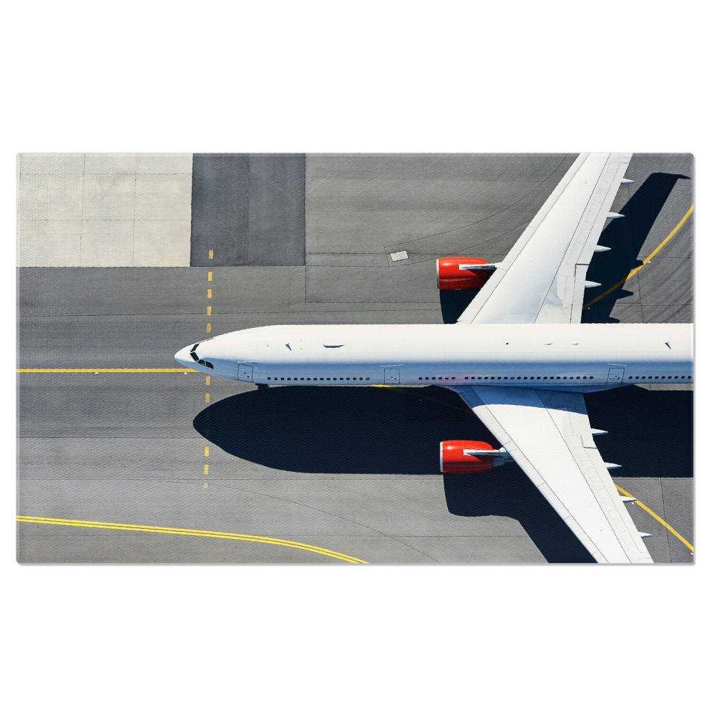 Vedere Aeriană la Aeroport - Avion Taxând către Pistă de Decolare, Marime 40x25CM [1]