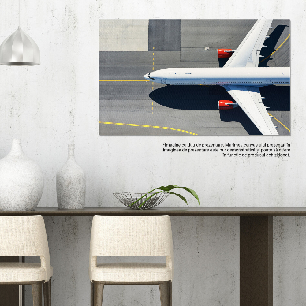 Vedere Aeriană la Aeroport - Avion Taxând către Pistă de Decolare, Marime 40x25CM [3]