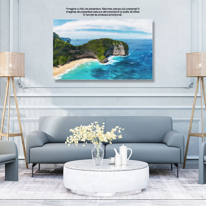 Tablou Canvas Vedere Aeriana la Marea cu Apa Albastra si Stanci aerian, mare, apa, stanci, Indonezia 194 40x25CM [3]