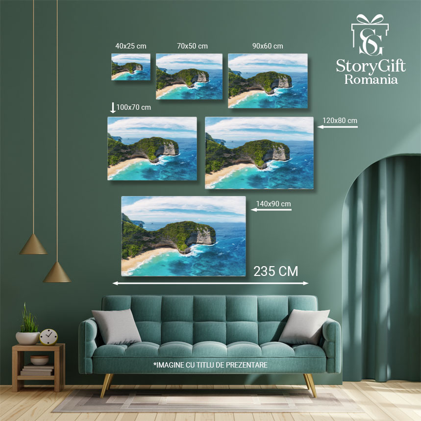 Tablou Canvas Vedere Aeriana la Marea cu Apa Albastra si Stanci aerian, mare, apa, stanci, Indonezia 194 40x25CM [5]