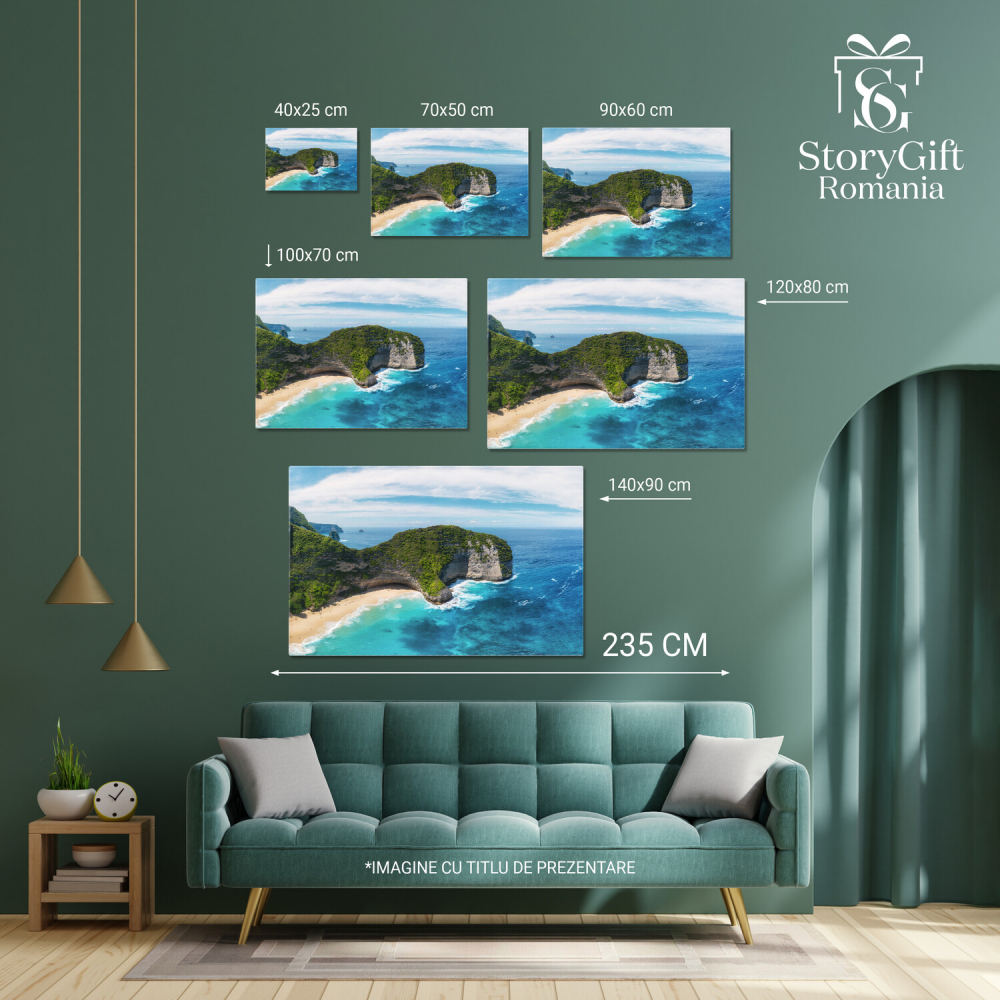 Vedere Aeriană la Marea cu Apă Albastră și Stânci - Un Peisaj de Vis, Marime 40x25CM [4]