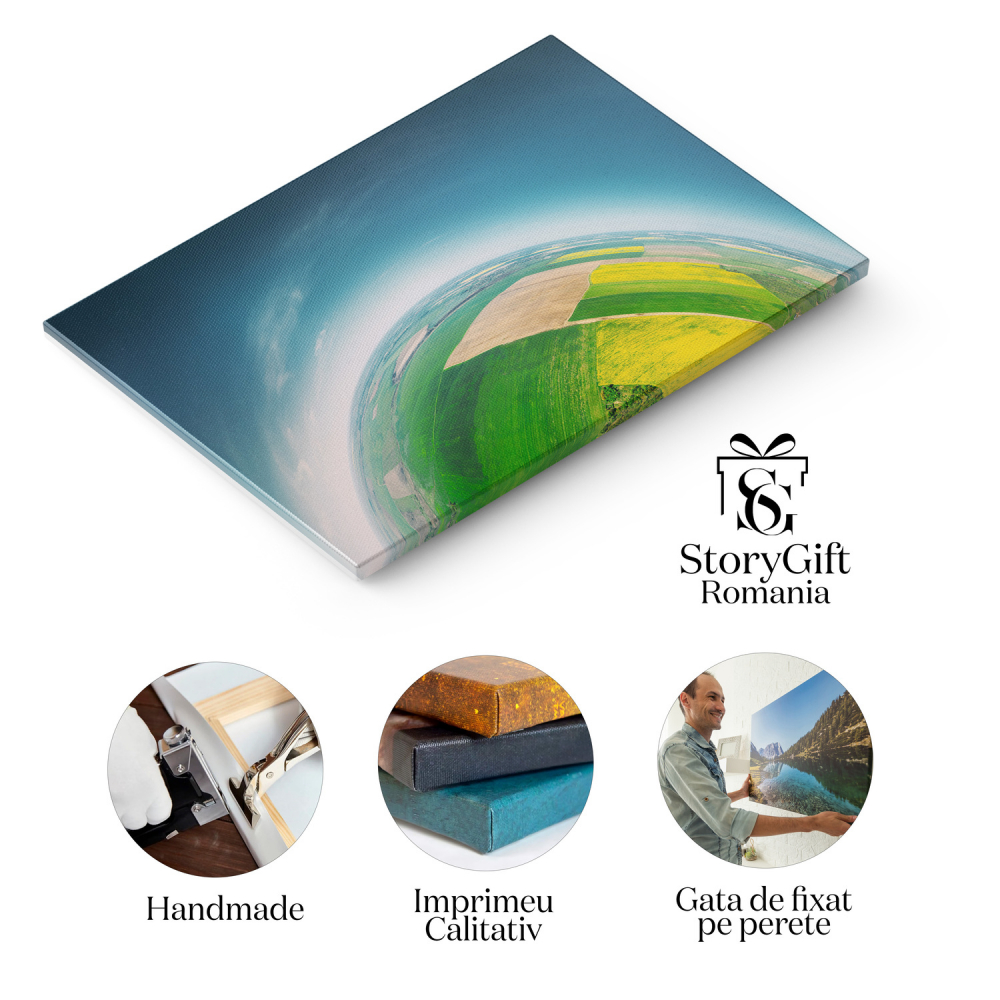 Vedere Aeriană la Sarca Verde Zona Rurală - Un Peisaj Rural Sustenabil, Marime 40x25CM [2]