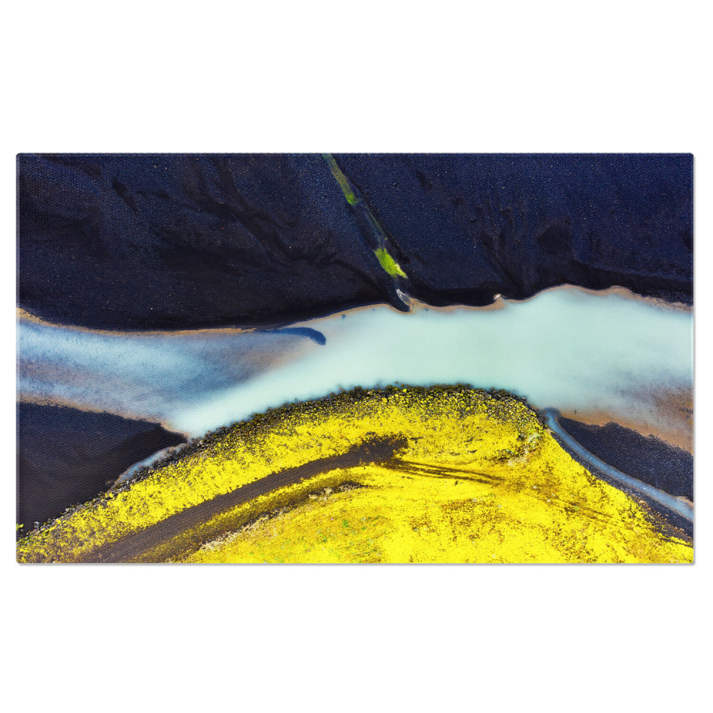 Vedere Abstractă a Liniilor de Coastă Negre și Valuri – Artă Contemporană, Marime 40x25CM [1]