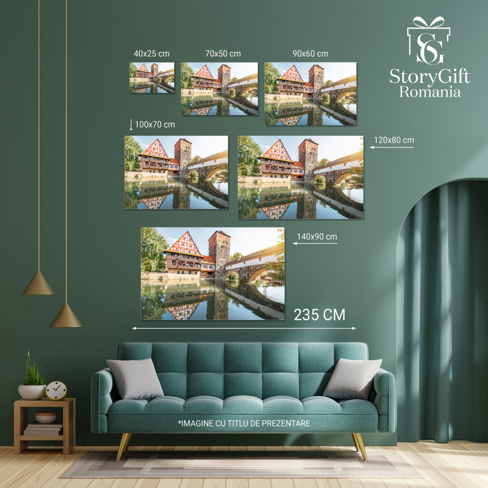 Vedere Scenică asupra Riverside-ului din Nürnberg, Germania, Marime 40x25CM [4]