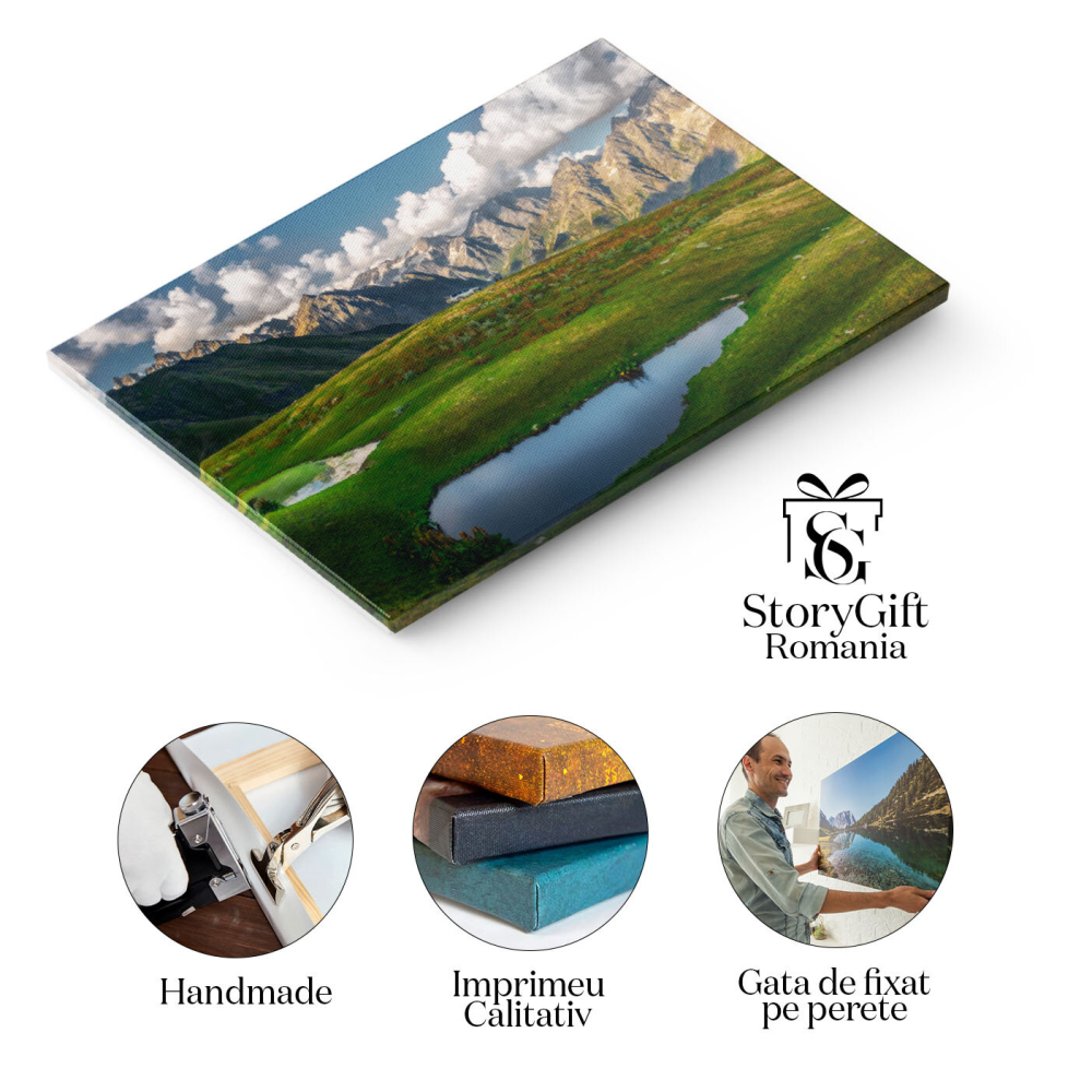 Tablou Canvas Vedere cu Muntii si Masina Offroad in Caucaz, Georgia, Toamna, Munte, Calatorie 2723 40x25CM [2]