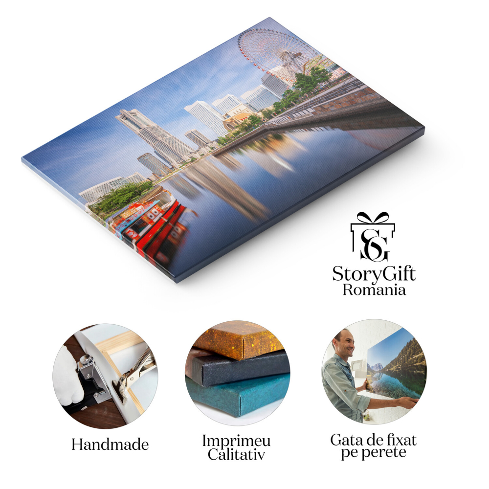 Tablou Canvas: Vedere la Minato Mirai 21, Yokohama - Peisaj Urban de Zi, Marime 40x25CM [2]