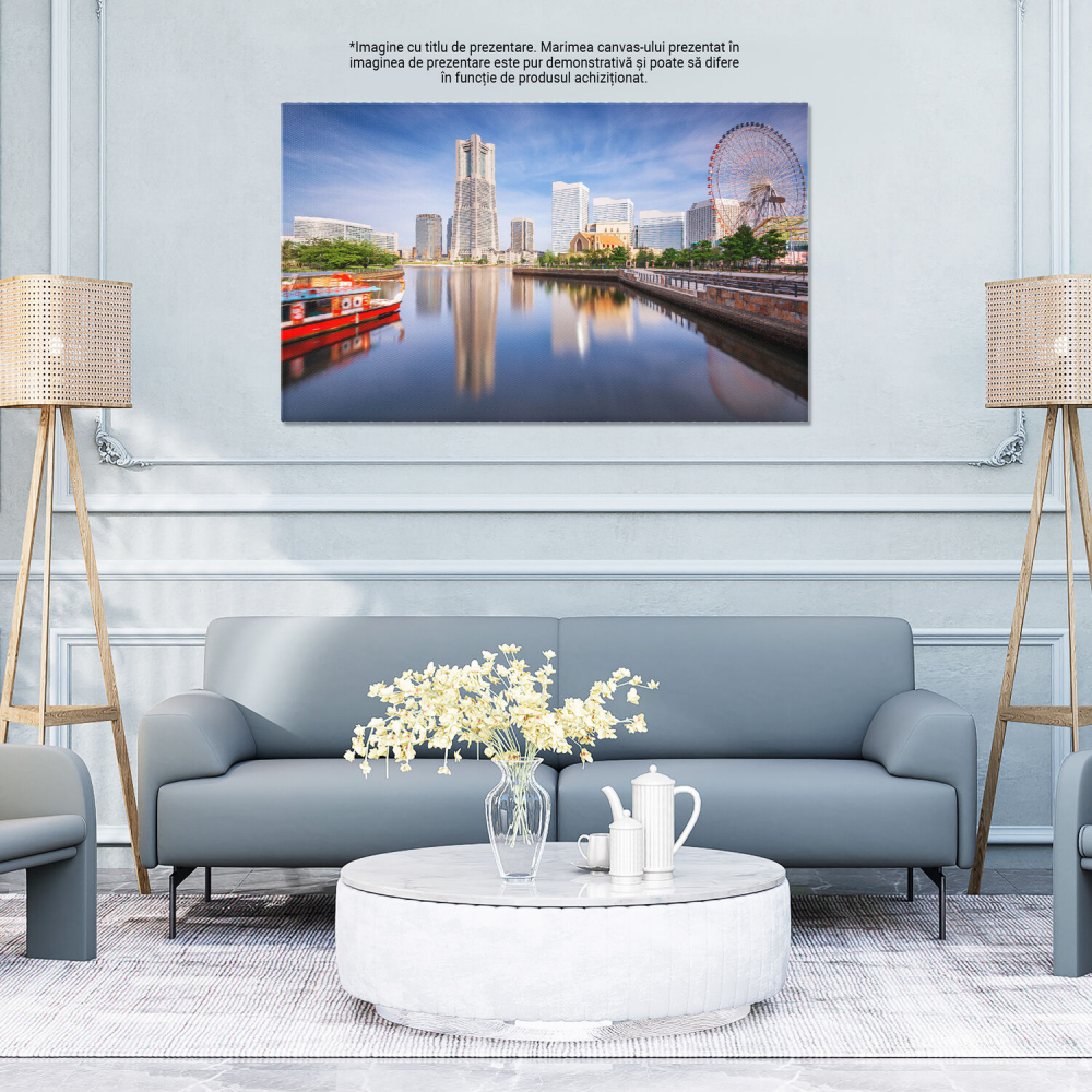 Tablou Canvas: Vedere la Minato Mirai 21, Yokohama - Peisaj Urban de Zi, Marime 40x25CM [4]