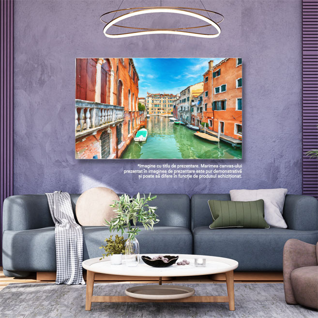 Tablou Canvas Vedere la Venetia cu Canalele Inguste Venetia, Canal, Pod, Arhitectura, Culoare 1208 40x25CM [3]