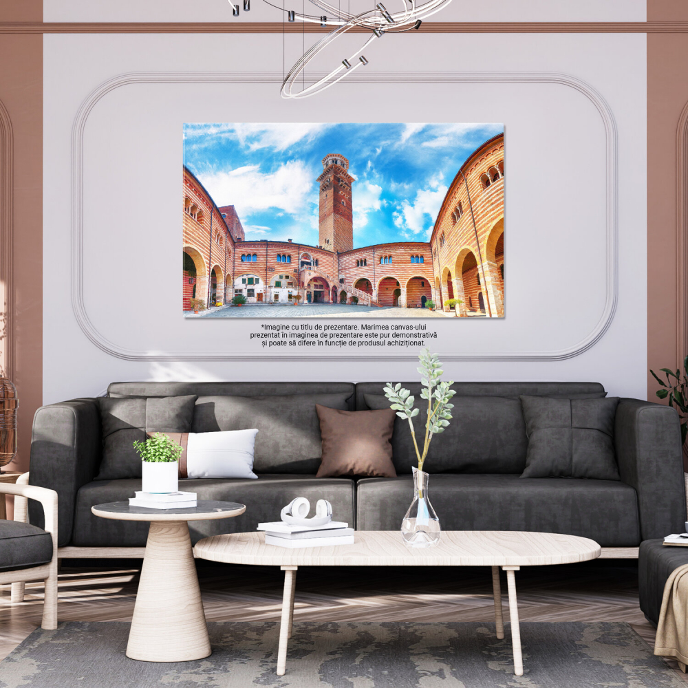 Vedere a Turnului Torre dei Lamberti și a Pieței Erbe din Verona, Marime 40x25CM [3]