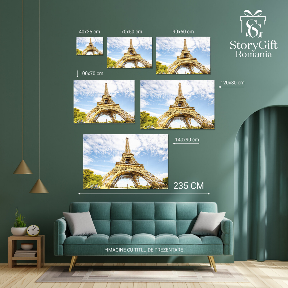Vedere Urbană a Parisului – Turnul Eiffel și Arhitectura Franceză – Tablou Canvas, Marime 40x25CM [4]