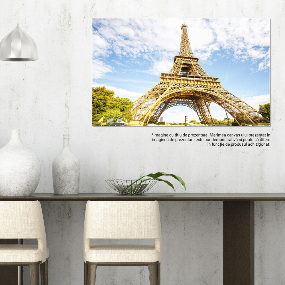 Vedere Urbană a Parisului – Turnul Eiffel și Arhitectura Franceză – Tablou Canvas, Marime 40x25CM [3]