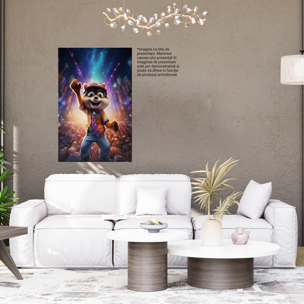 Veverița Fericită cu Sapcă și Ochelari - Pictură Digitală Plină de Viață, Marime 40x25CM [4]