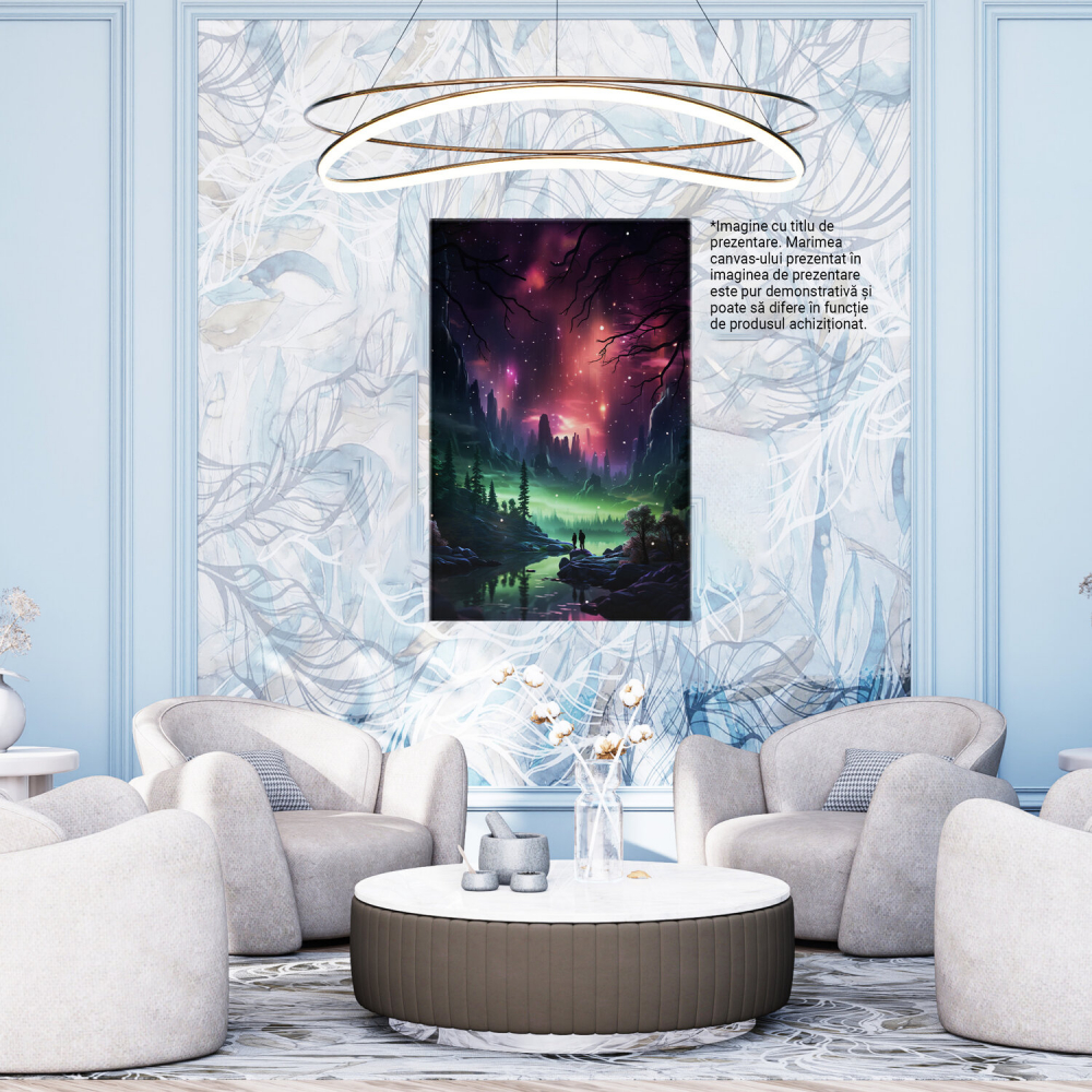 Tablou Canvas - Vedere Aurora Boreală Între Stânci: Cer Strălucitor, Marime 40x25CM [4]