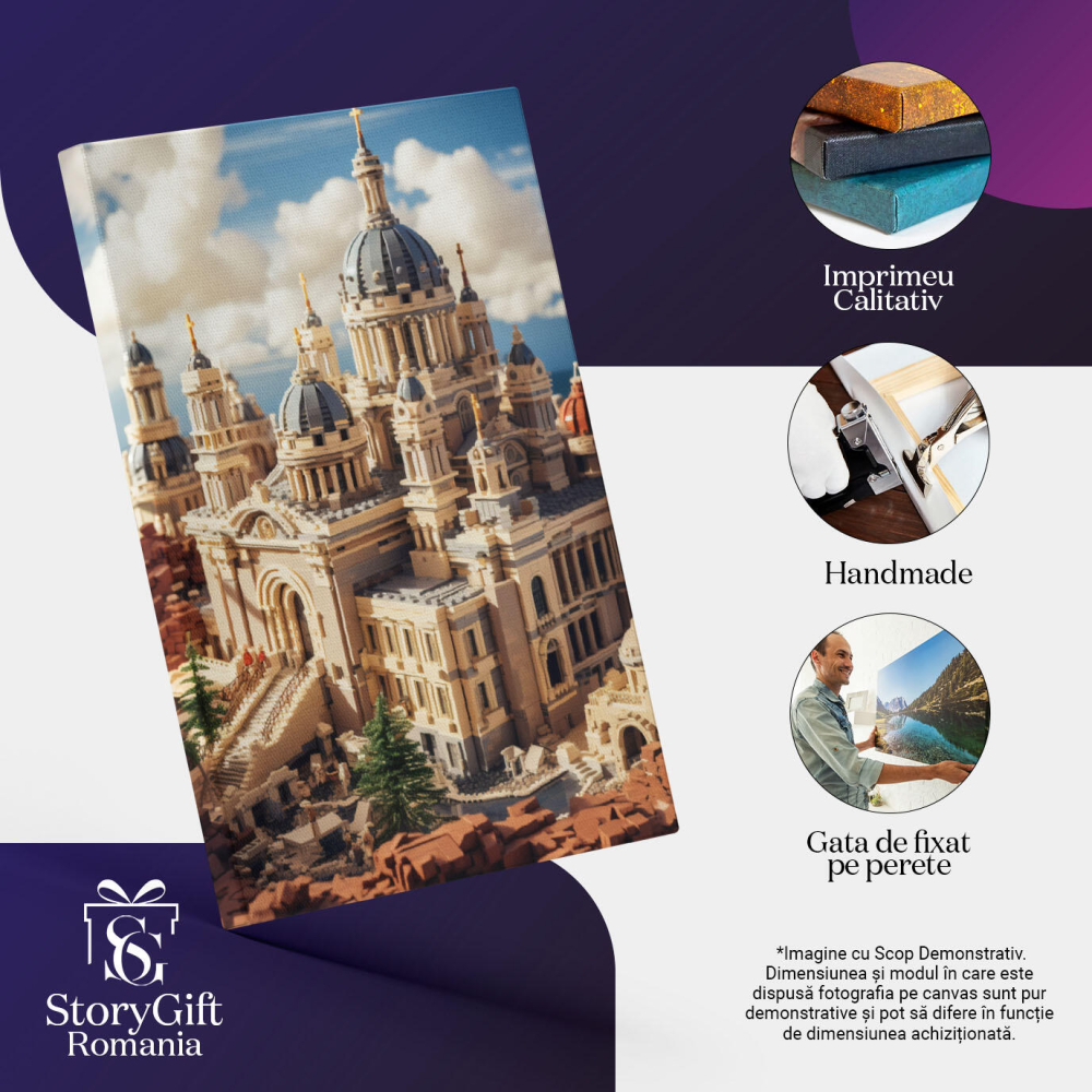 Tablou Canvas: View catedrala nuante albastre rasarit de soare copaci colorati Pictura Digitala 40x25CM [3]