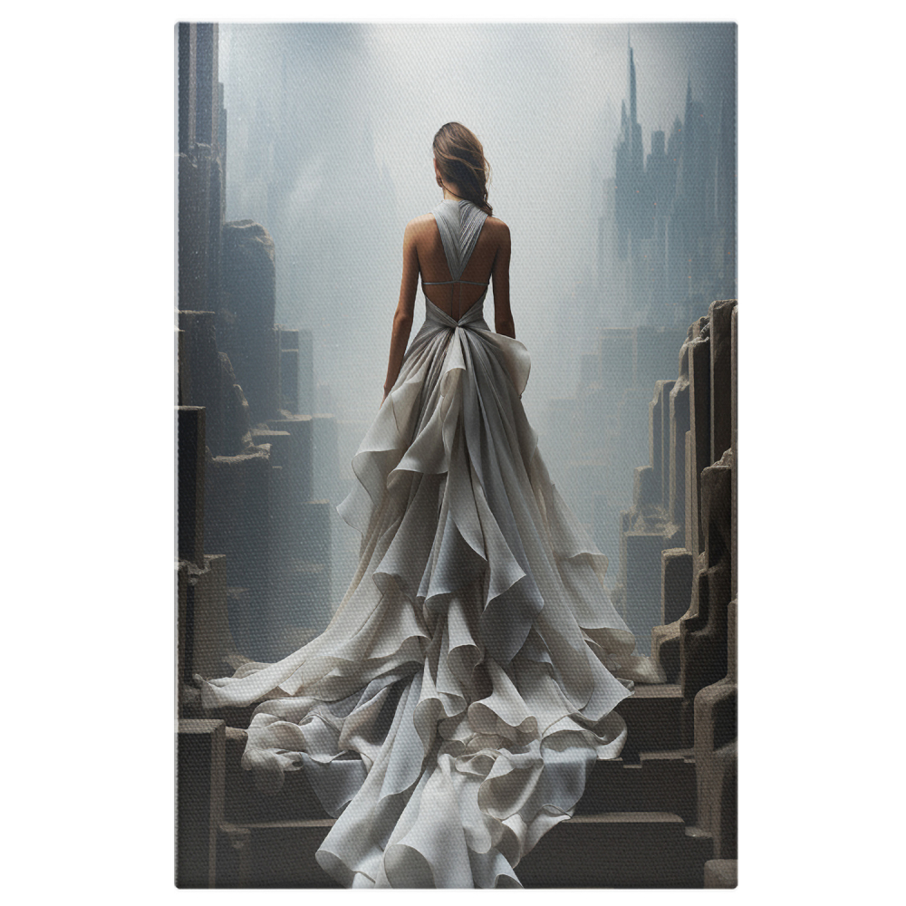 Tablou Canvas - Vedere de Sus a unui Oraș Abandonat în Ceată, Marime 40x25CM [1]