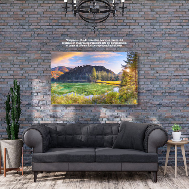 Tablou Canvas View de Toamna Uimitor la Lacul Schiederweiher, Alpii natura, toamna, lac, Alpi, peisaj. 946 40x25CM [3]