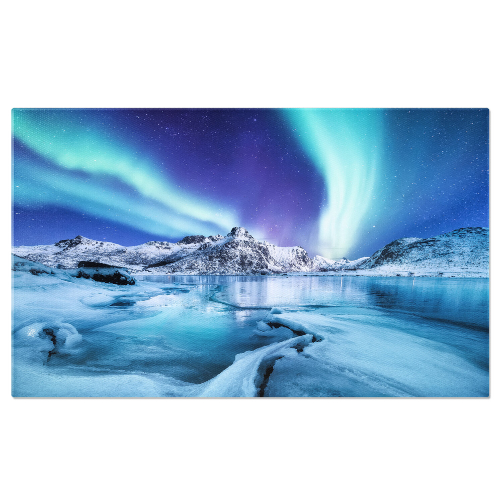 Luminile Nordului pe Insulele Lofoten: Aurore Boreale cu Reflectii, Marime 40x25CM [1]