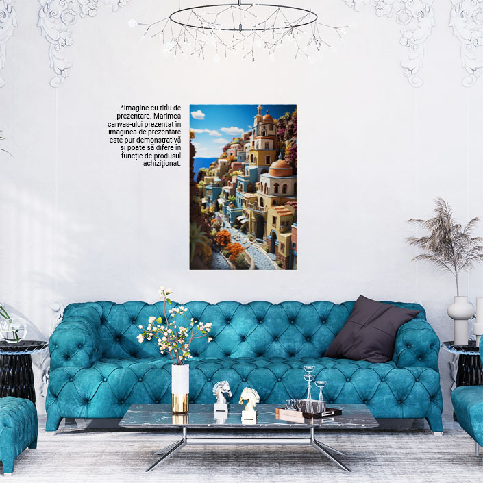 Tablou Canvas: View macheta mininatura oras colorat langa mare cer  senin Pictura Digitala 40x25CM [2]