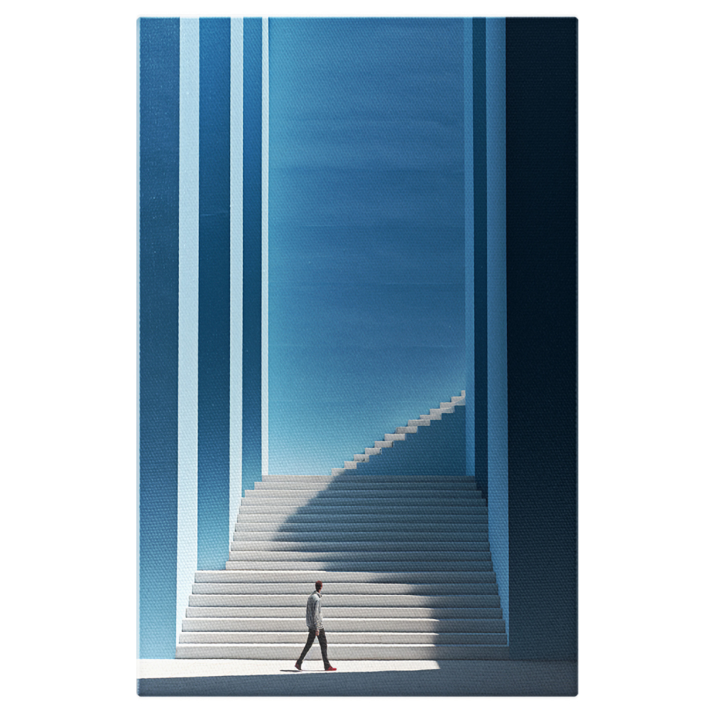Tablou Canvas - Viziune Modernă Abstractă: Bărbat pe Scări Infinite, Marime 40x25CM [1]