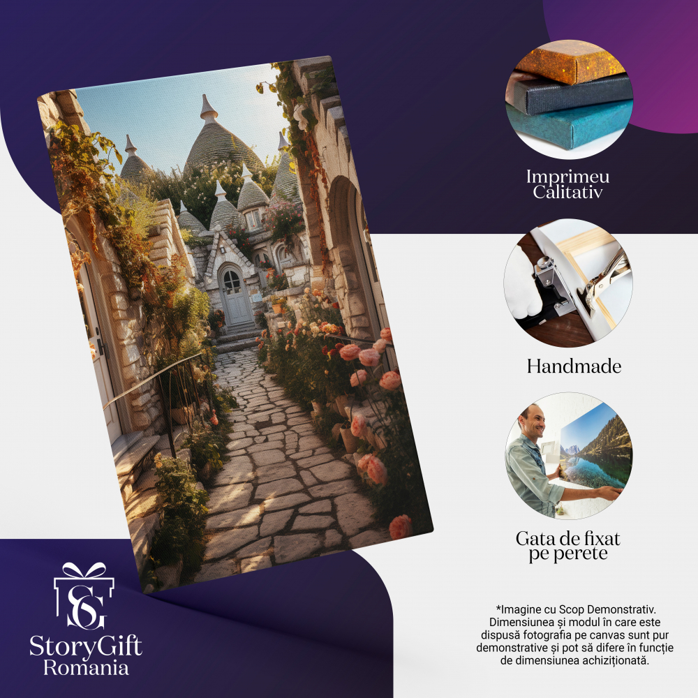 Tablou Canvas: View oras magic Italia Alberobello sau Trulli Village  zane Pictura Digitala 40x25CM [2]