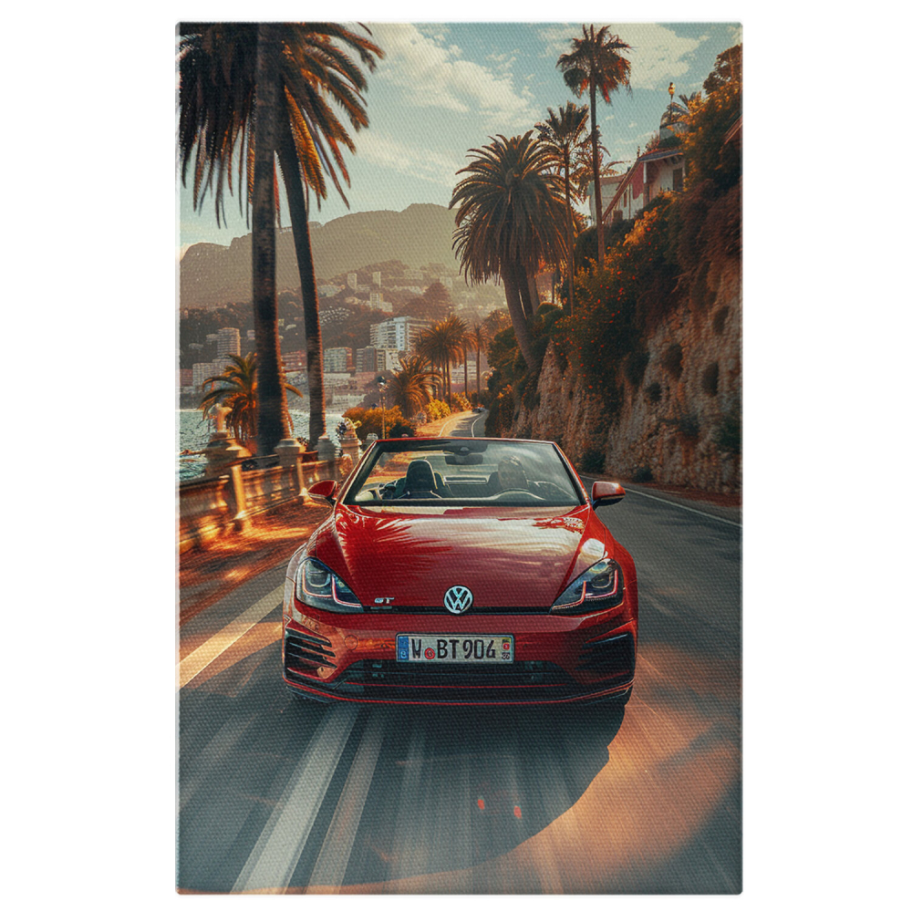 Viteza Mașinii Sport - Tablou Canvas Volkswagen Cabrio în Mișcare, Marime 40x25CM [1]