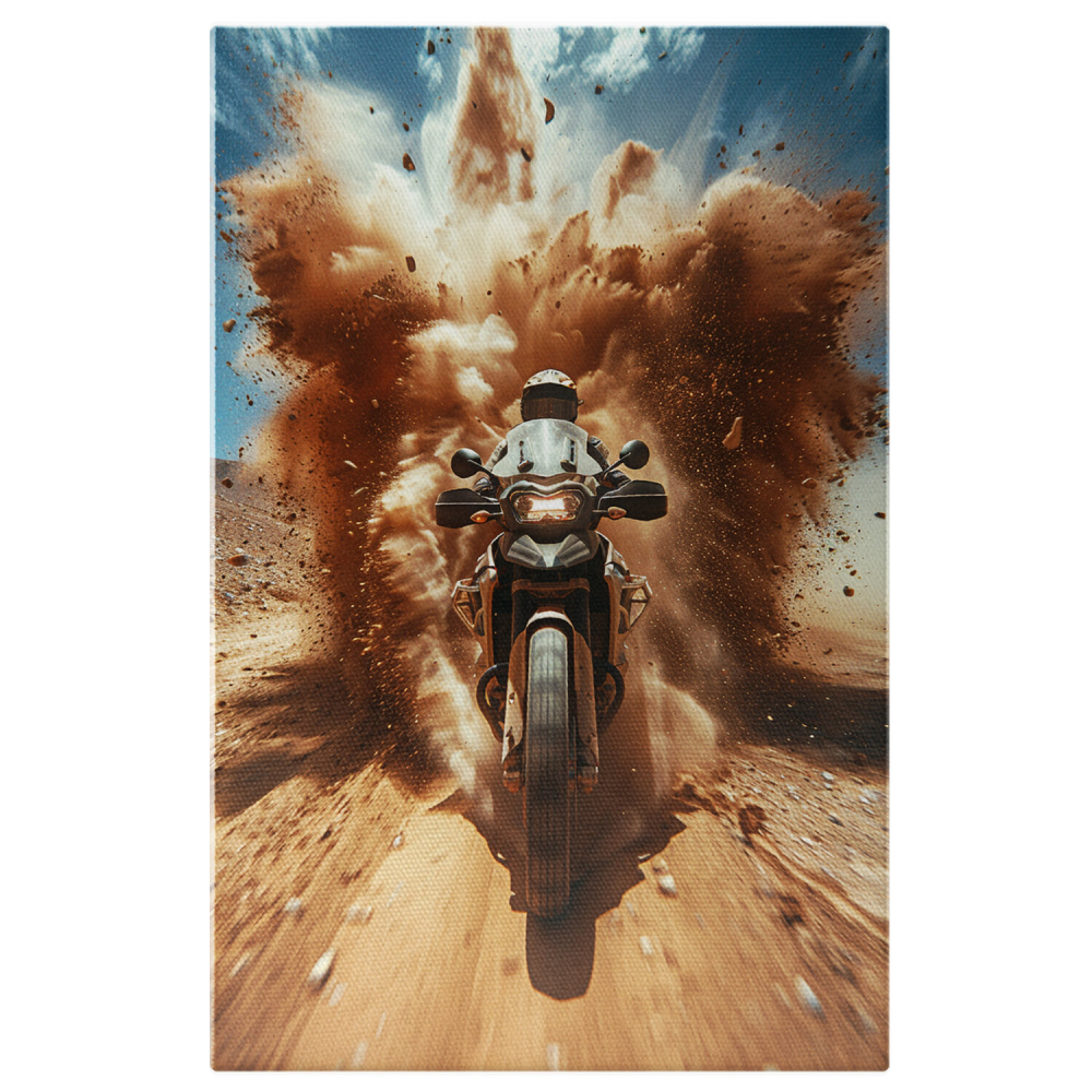 Viteza Motociclistului cu Cască de Protecție pe Motocicletă - Pictură Digitală, Marime 40x25CM [1]