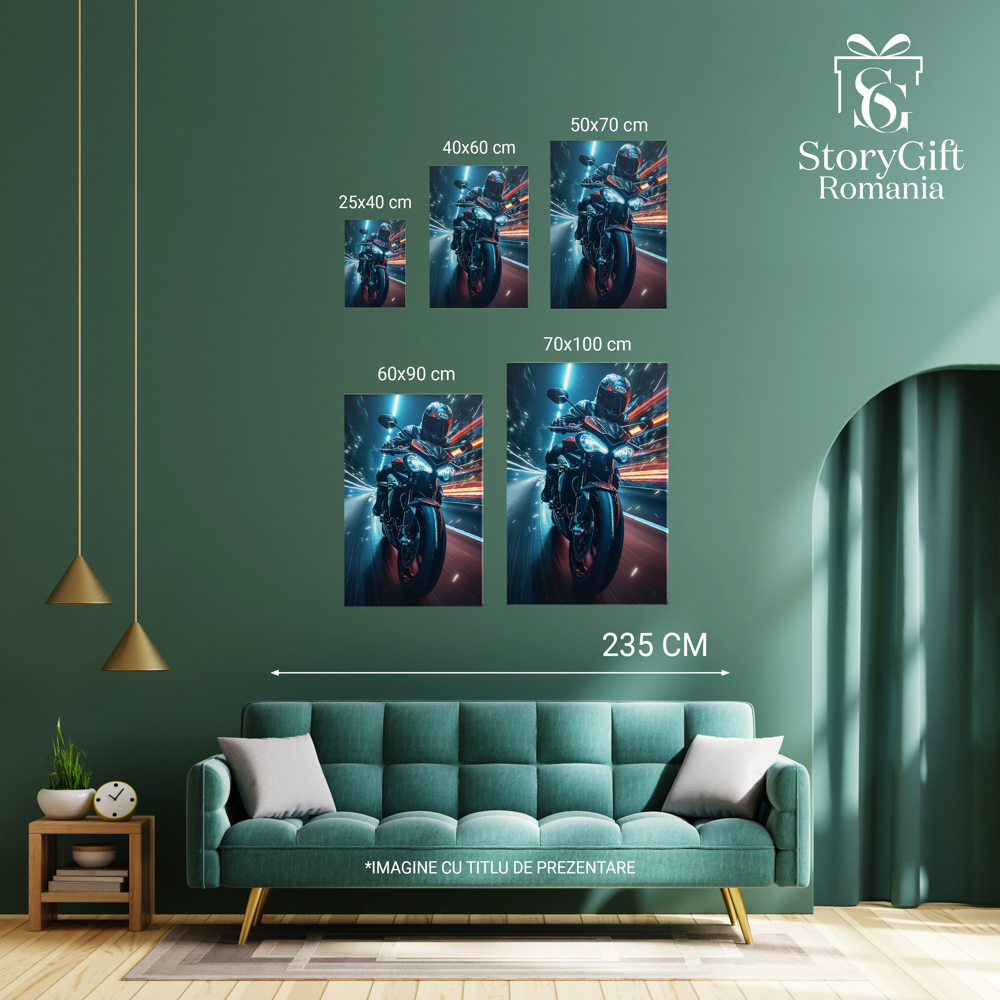 Viteza Motocicletei Negre cu Scântei, Marime 40x25CM [3]