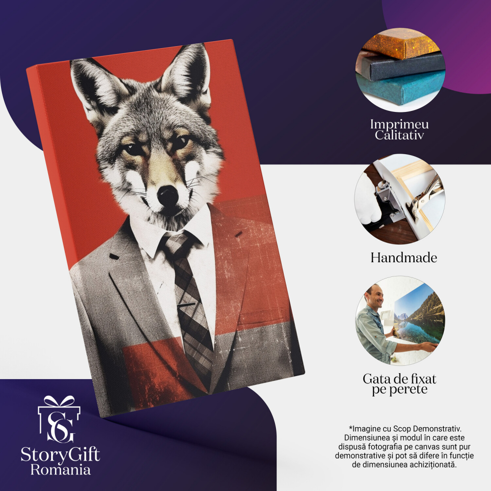 Vulpe Elegantă în Costum - Pictură Digitală, Marime 40x25CM [2]