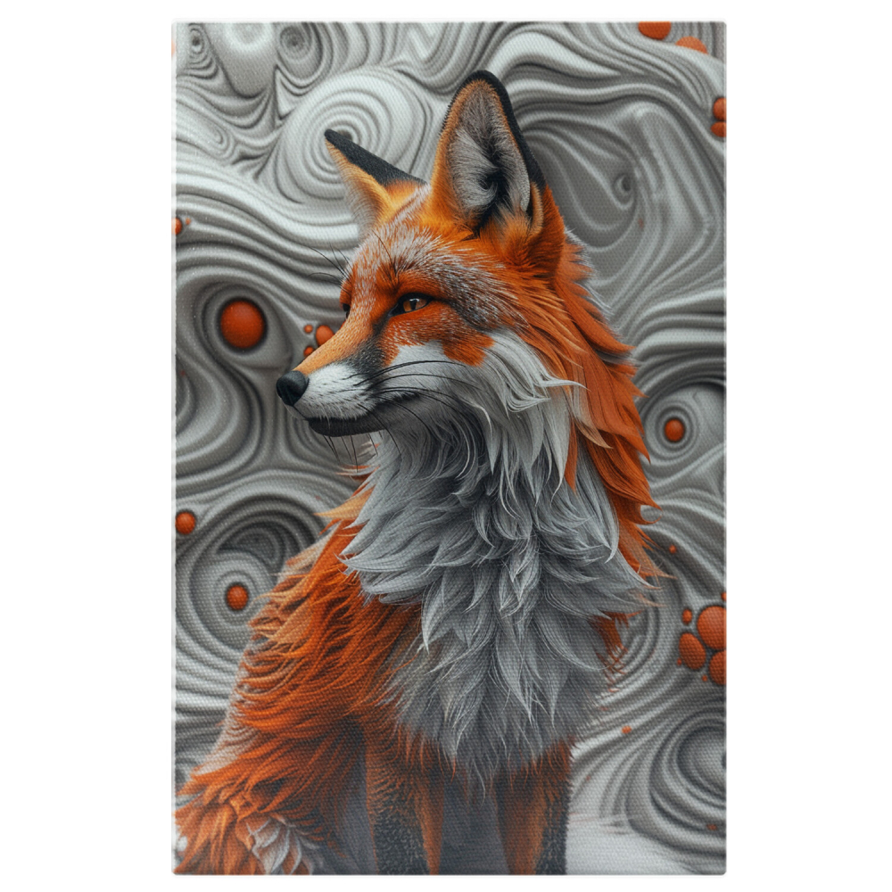 Vulpea Șireată cu Accente de Culoare lângă Peretele Vălurit Hipnotic, Marime 40x25CM [1]