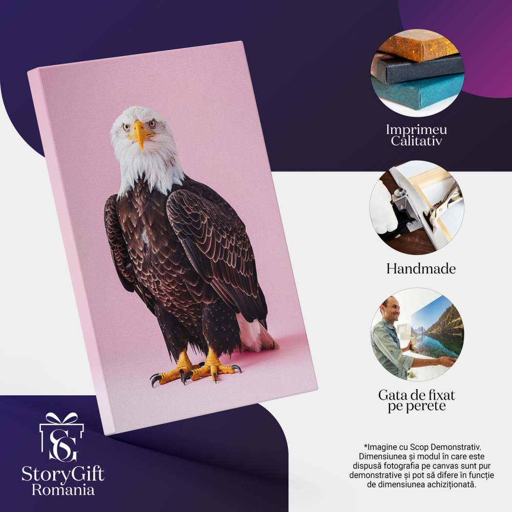 Tablou Canvas - Vultur Domesticit pe Fundal Roz, Marime 40x25CM [2]