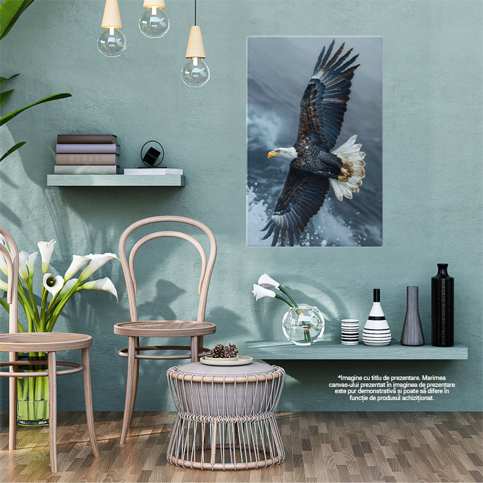 Tablou Canvas:  Vultur fluturându-și aripile deasupra spumei mării- Vizând prada din Zbor Pictura Digitala 40x25CM [2]
