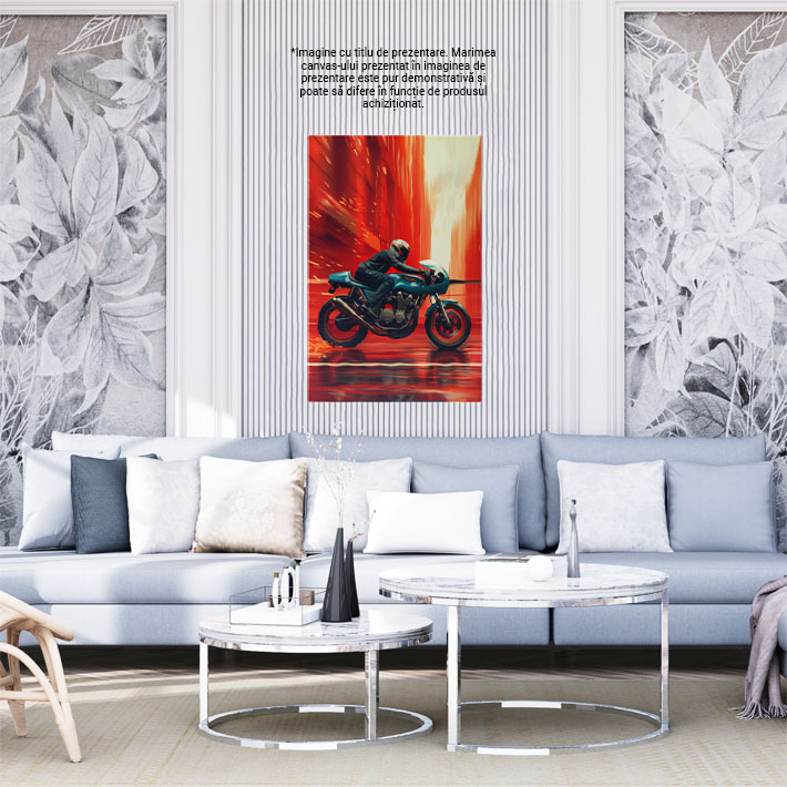 Tablou Canvas Yamaha Motociclistul pe Bolitul cu Două Roți Rapiditate și Scântei , Pictura Digitala 40x25CM [2]