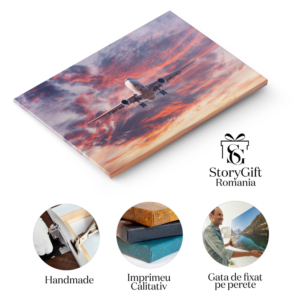 Zbor Comercial la Apus de Soare - Viziune de Aer, Marime 40x25CM [2]