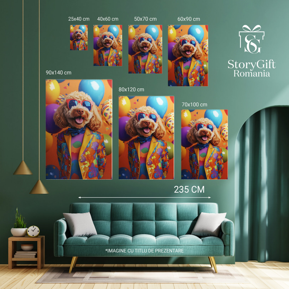 Tablou Canvas Personalizat Zi Aniversară Cu Baloane Și Sacou ElegantMarime 40x25CM [6]