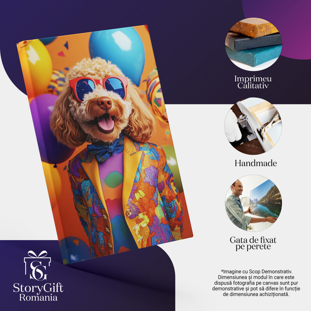 Tablou Canvas Personalizat Zi Aniversară Cu Baloane Și Sacou ElegantMarime 40x25CM [4]