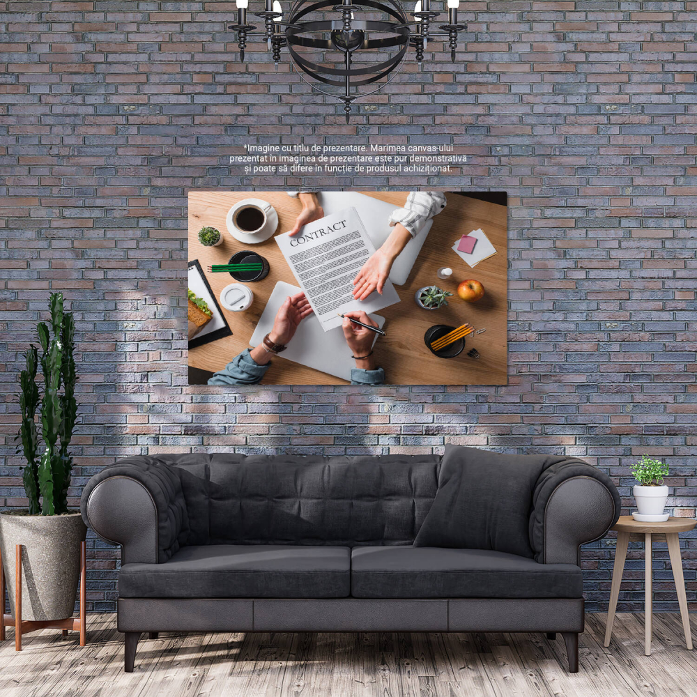 Zi de Lucru: Colaborare în Birou cu Cafea și Documente, Marime 40x25CM [4]