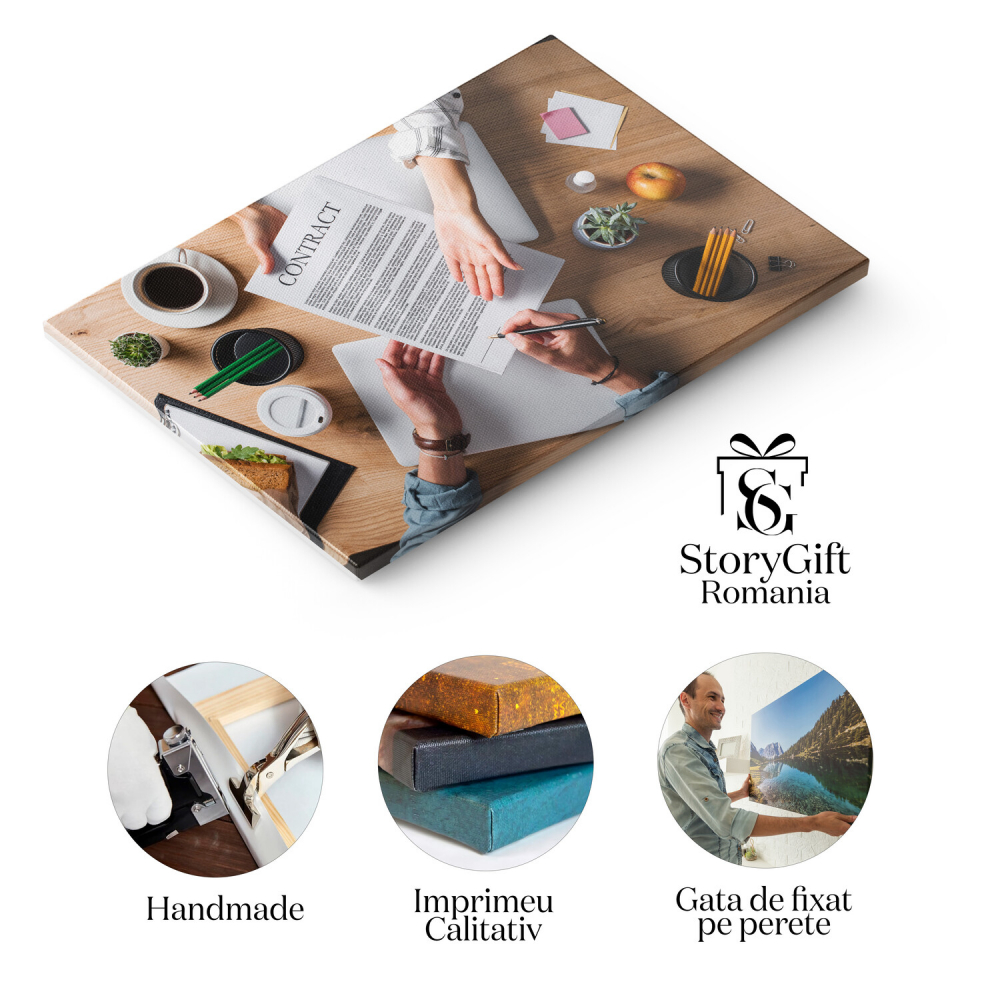 Zi de Lucru: Colaborare în Birou cu Cafea și Documente, Marime 40x25CM [2]