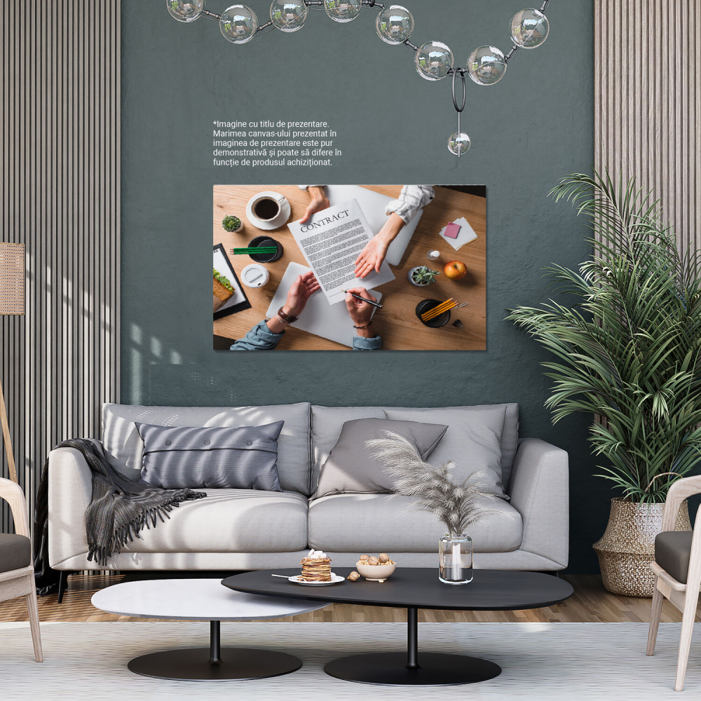 Zi de Lucru: Colaborare în Birou cu Cafea și Documente, Marime 40x25CM [3]
