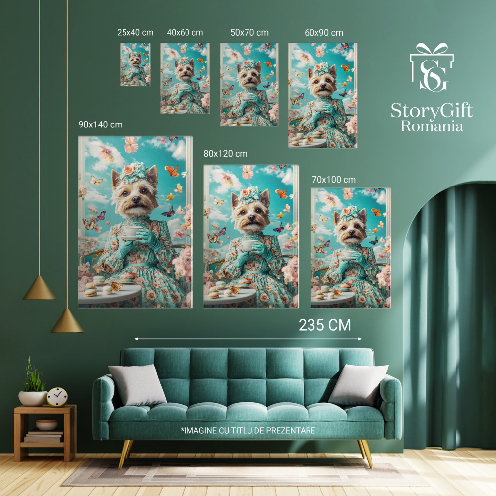  Tablou Canvas Personalizat Contesa De Primăvară Cu Ceai Și Flori Pe CapMarime 40x25CM [6]