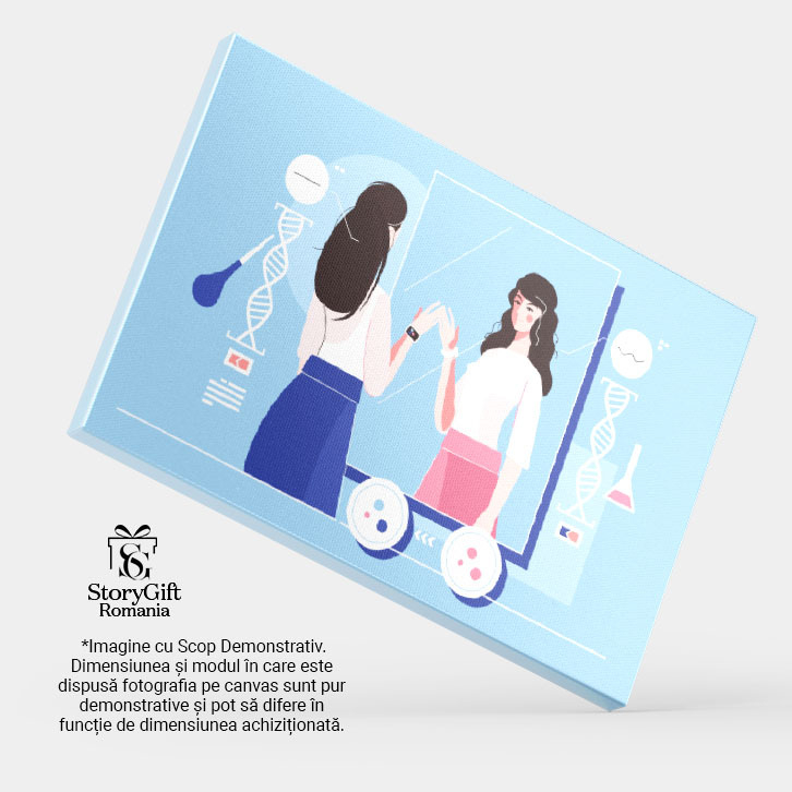 Tablou Cnavas Pierderea Personalitatii, Femeie Diferita in Oglinda Fata de Realitate cu Fusta Diferita 40x25CM [4]