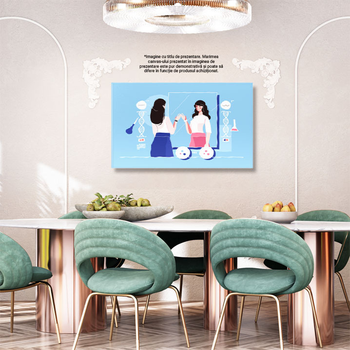 Tablou Cnavas Pierderea Personalitatii, Femeie Diferita in Oglinda Fata de Realitate cu Fusta Diferita 40x25CM [3]