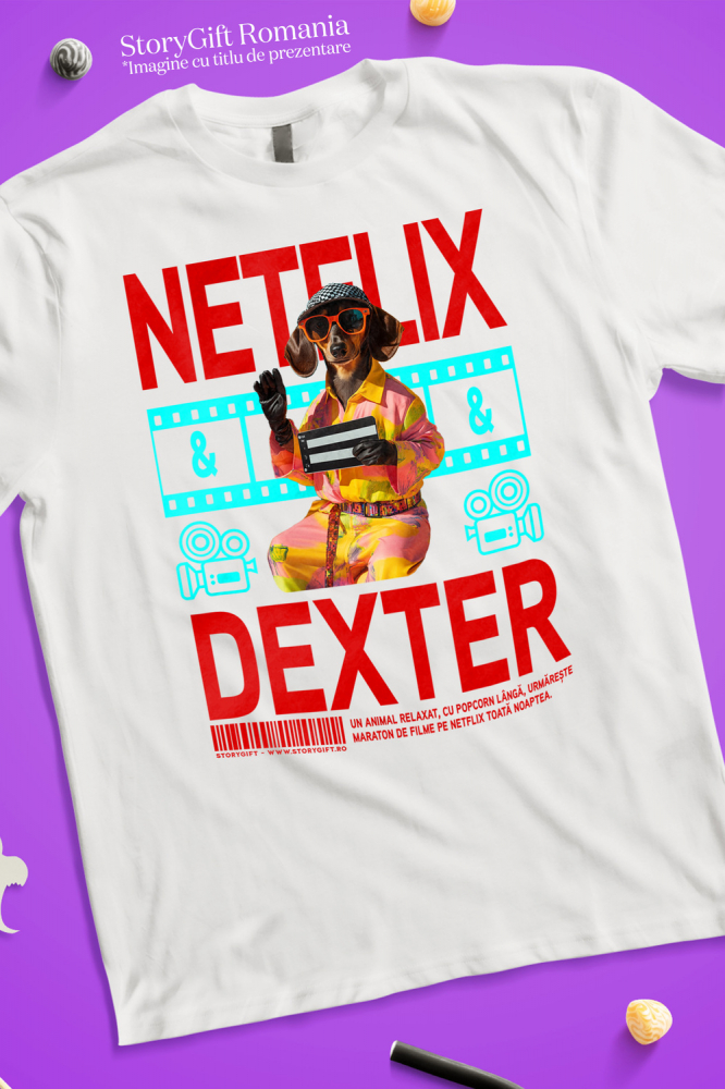 Tricou Barbati cu Animal Cinefil, Peronalizata cu Numele si Poza Animalului Tau cu imprimeu pe Fata, 100% Bumbac, Alb, XS [3]